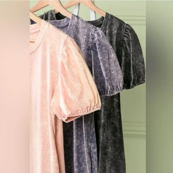 BiBi Black Puff Sleeve Mineral Wash Dress - Picture 5 of 6